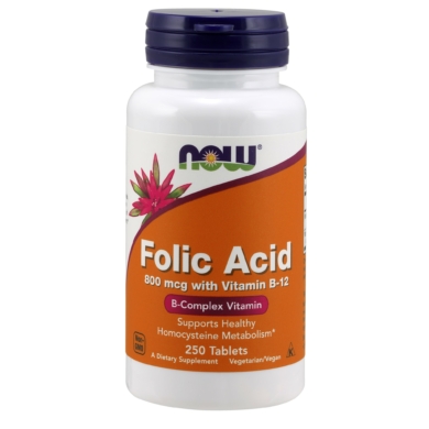 Folic Acid 800mcg w/Vitamin B-12 - 250 tablets